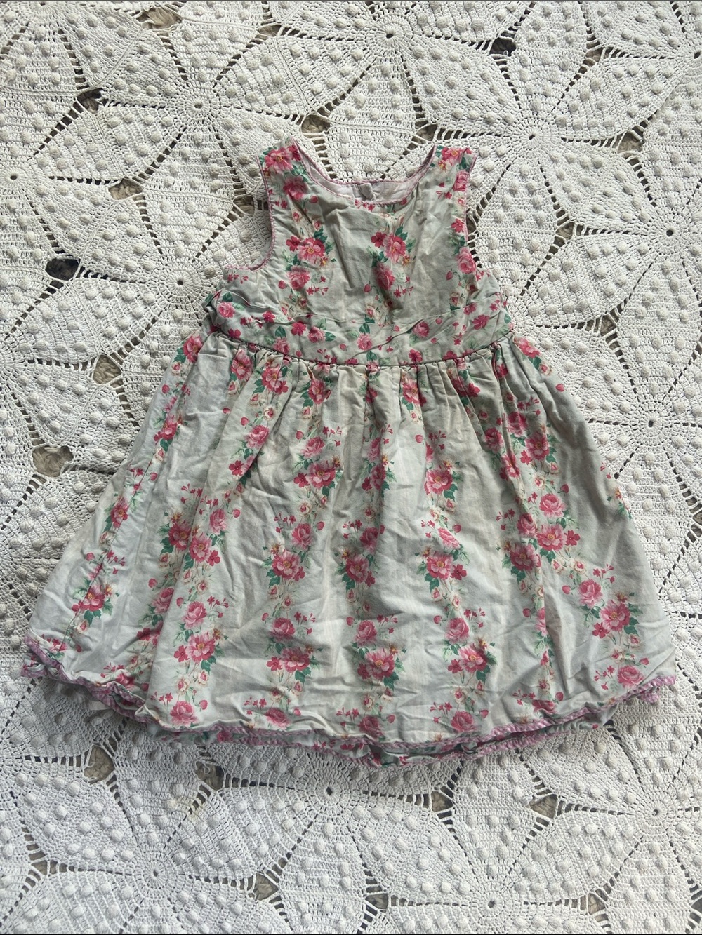 Laura Ashley Mint Green Floral Girls' Dress with Pink Roses